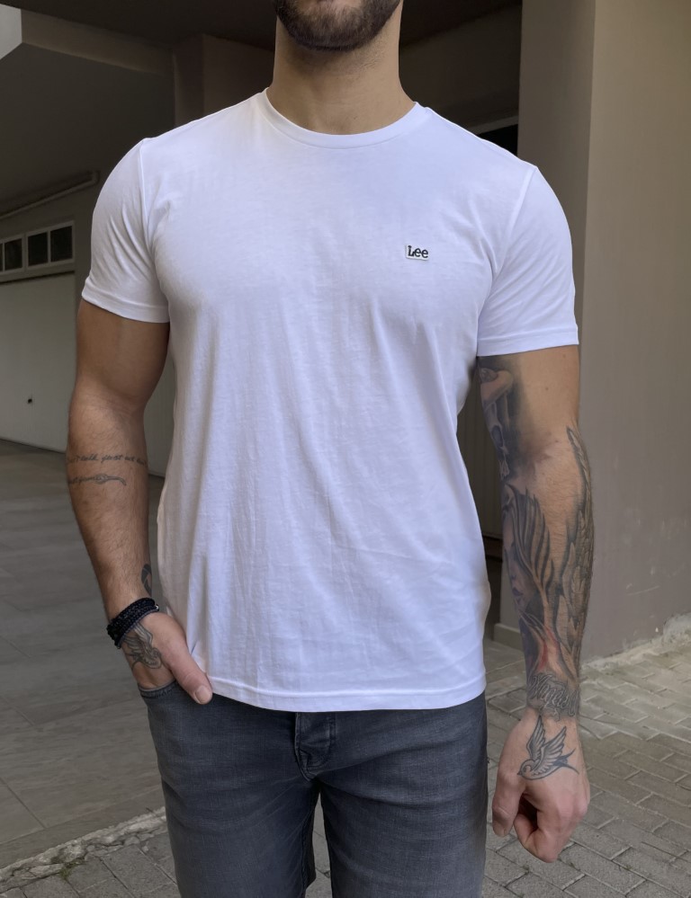 Lee Lee ανδρικό μπλουζάκι λευκό SS Pach Logo Tee L60UFQ12